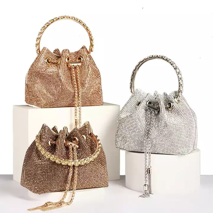 Small Evening Party Bags for Women Sparkly Clutch Purse Wedding Purses Handbag Shoulder Bag Detachable Chain Diamond Locket