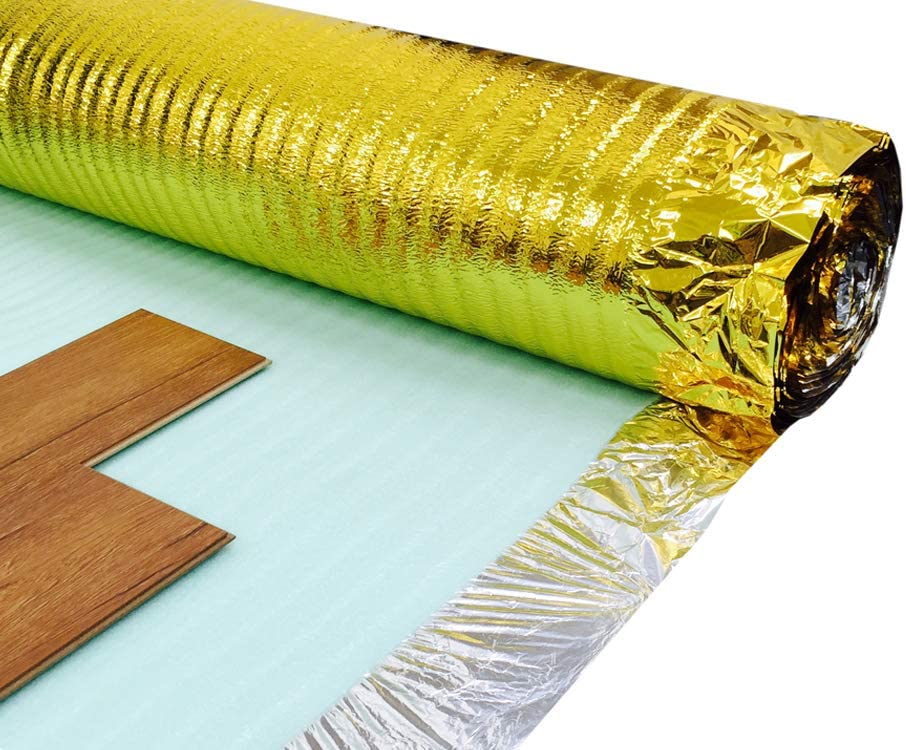 Imperial Studios Comfort Gold Underlay 3mm Acoustic Gold Underlay for Wood or Laminate Flooring Barrier Plus Underlay Foil Damp Proof Membrane - Great Sound & Heat Insulation (Roll Dimension: 15㎡)