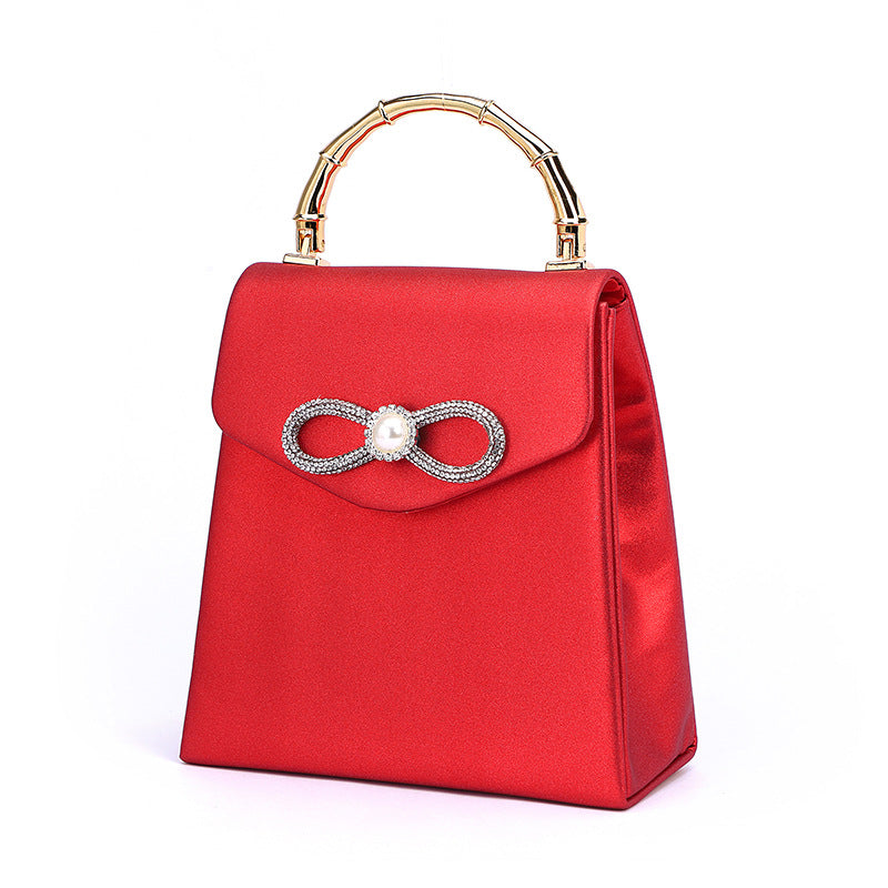 Luxury Satin Rhinestone Crossbow Handbag For Women, Crossbody Purse For Ladies Bow Knot Evening Party Shoulder Bag Sparkly Bag, Purse Fashion Top Wedding Handbag Shoulder and Cross body Bag