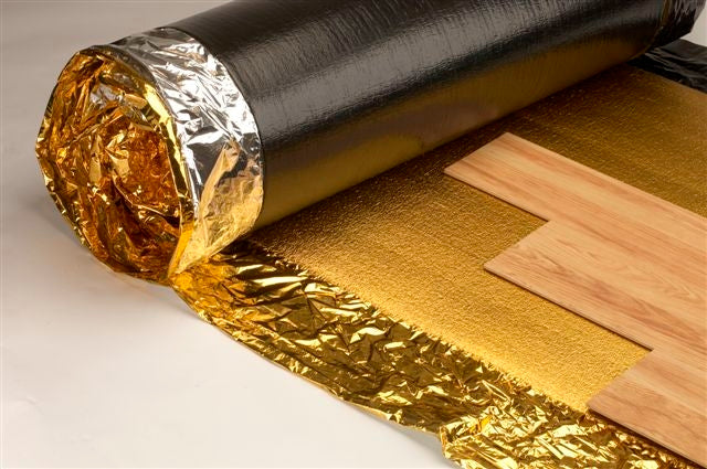 Acoustic Super Sonic Gold Underlay 5mm Engineered for All Wood, Laminate Flooring Damp Proof Membrane Great Sound & Heat Insulation