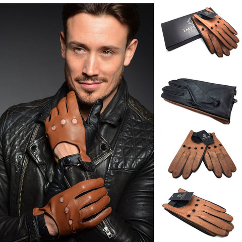 LUCA MENS SOFT LAMBS NAPPA DRIVING LEATHER GLOVES